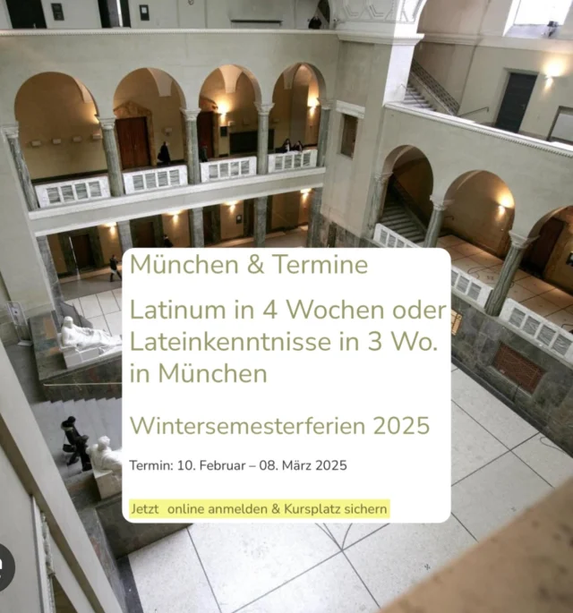 Latinum in 4 Wochen/ Lateinkenntnisse in 3 Wochen in München 2025

Jetzt anmelden & Kursplatz sichern

#latein #lateinlernen #latinum #2025 #münchen #lmu #lmumünchen #munich #studiereninmünchen #studylifebestlife #studylife📚 #studygram #studymotivation