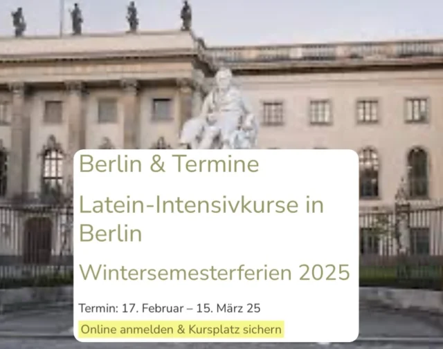 Latein-Intensivkurs in Berlin 2025✨

👉🏻 Jetzt anmelden & Kursplatz sichern

#study #studygram #studylife📚 #studymotivation #berlin #humboldtuniversität #lateinlernen